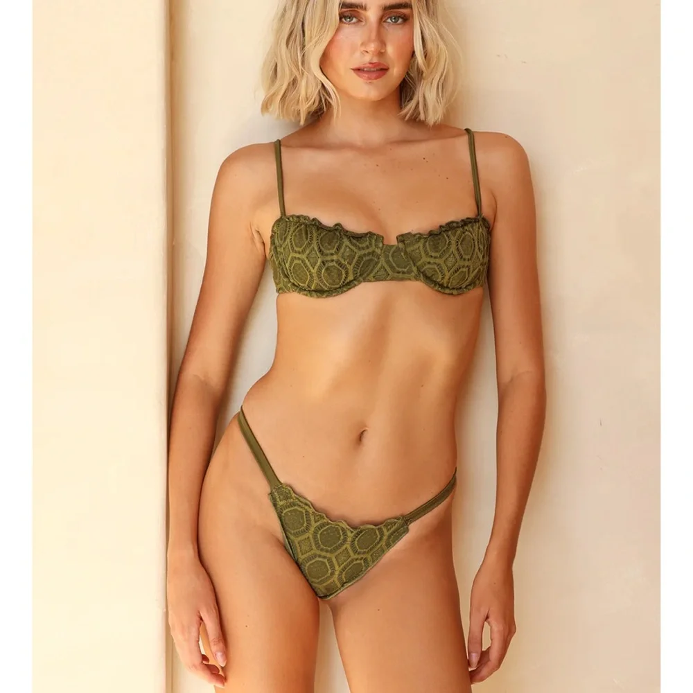 Dippin Daisys Olive Green Lace Bikini Bottoms